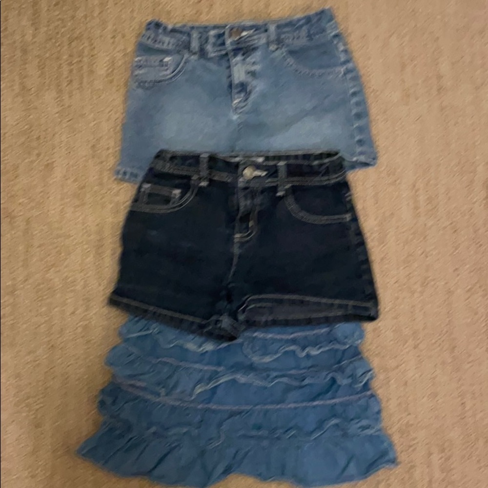 Jean short, skirt set